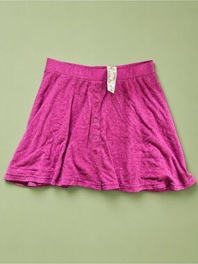 American Eagle Outfitters Magenta Button-Front Skirt
